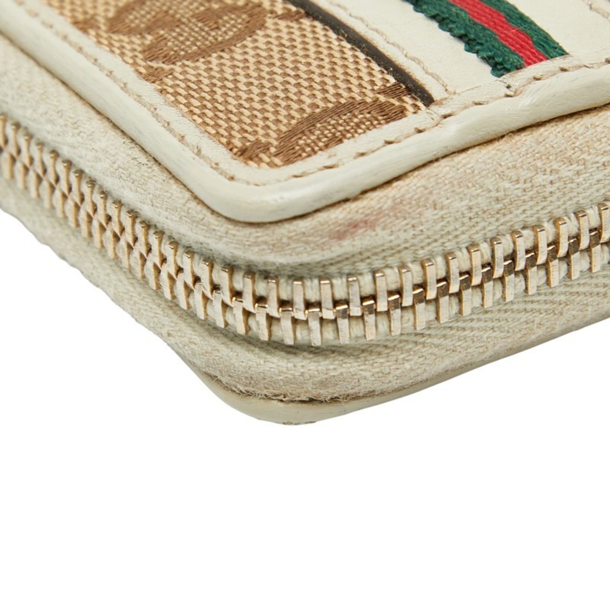 Gucci Beige Multi-Color Canvas Leather Long Wallet (Bi-Fold) (Pre-Owned)