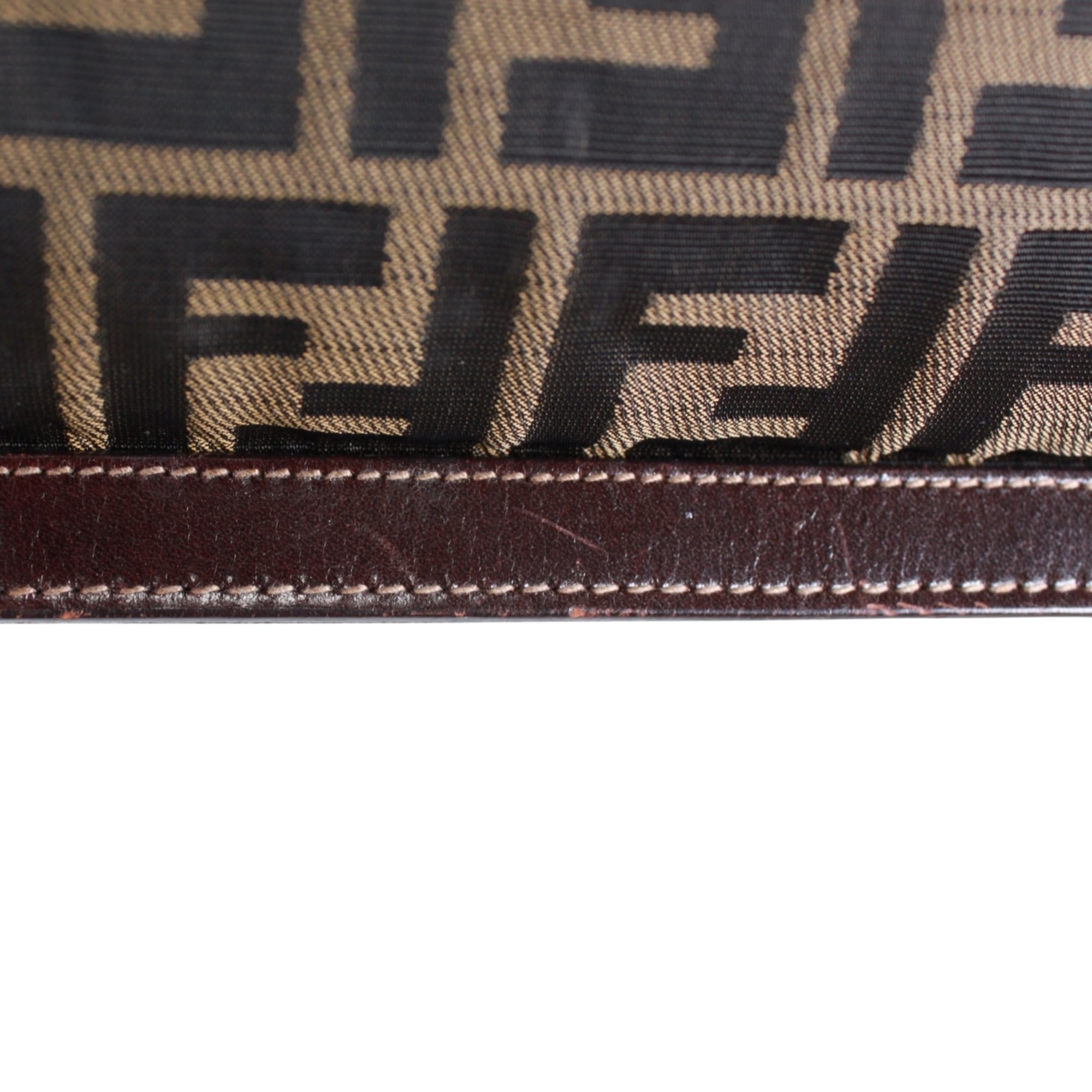 Fendi Brown Canvas Leather Clutch Bag (Pre-Owned)