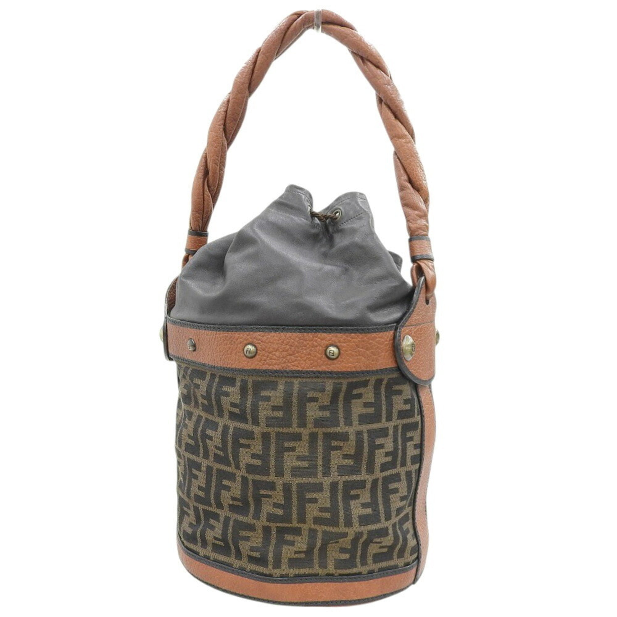 Fendi Zucca Brown Zucca Leather Shoulder Bag (Pre-Owned)