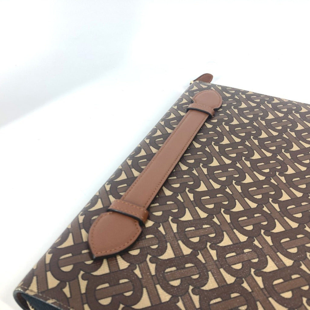 Burberry Brown Leather Canvas Clutch Bag Pouch (Pre-Owned)
