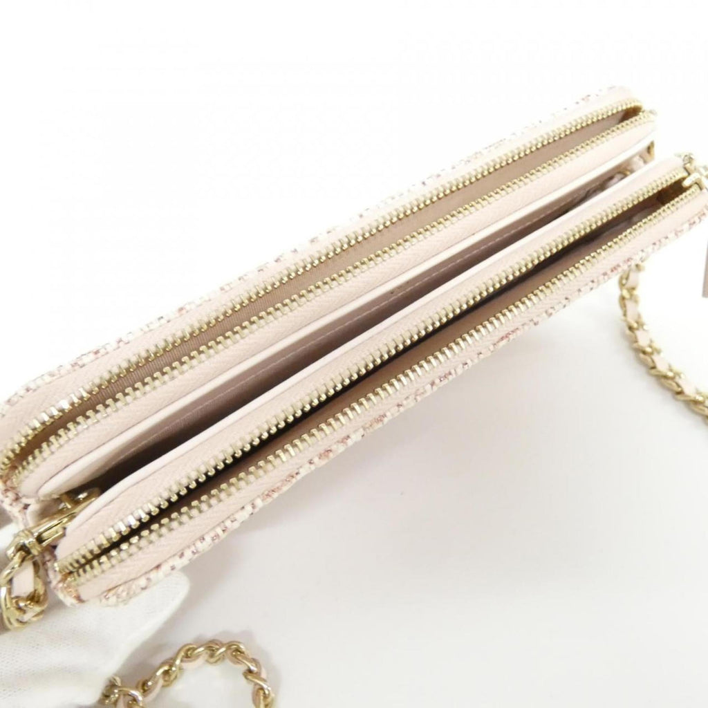 Chanel Pink Canvas Nylon Chain/Shoulder Wallet (Pre-Owned)