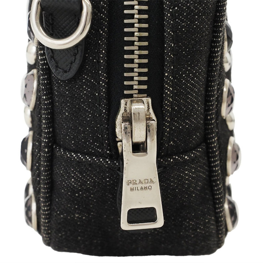 Prada Black Cotton Pochette Pouch Shoulder Bag (Pre-Owned)