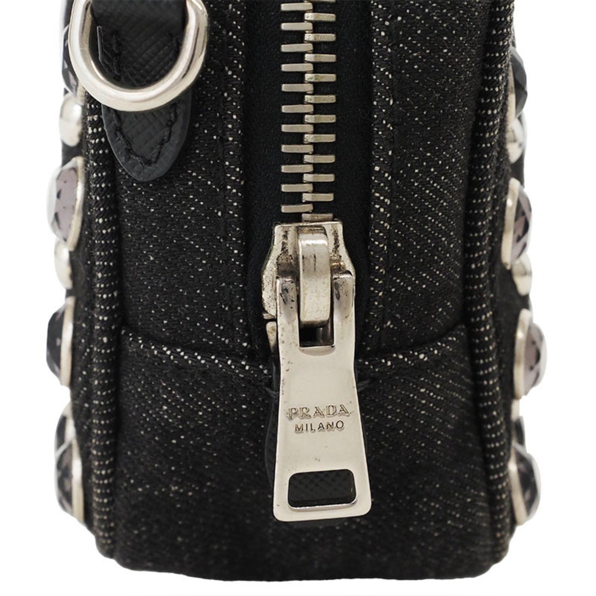 Prada Black Cotton Pochette Pouch Shoulder Bag (Pre-Owned)