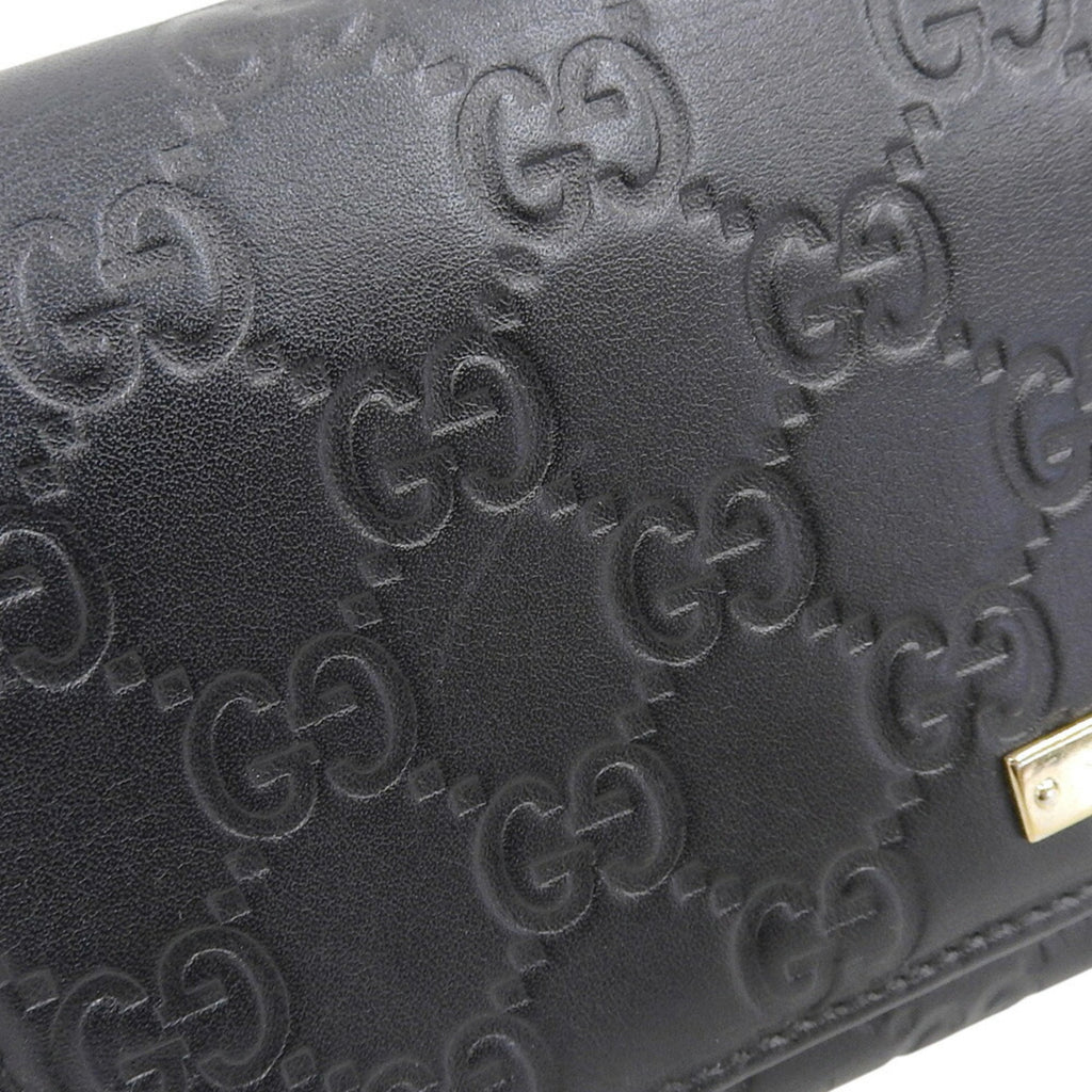 Gucci Black Leather Chain/Shoulder Wallet (Pre-Owned)