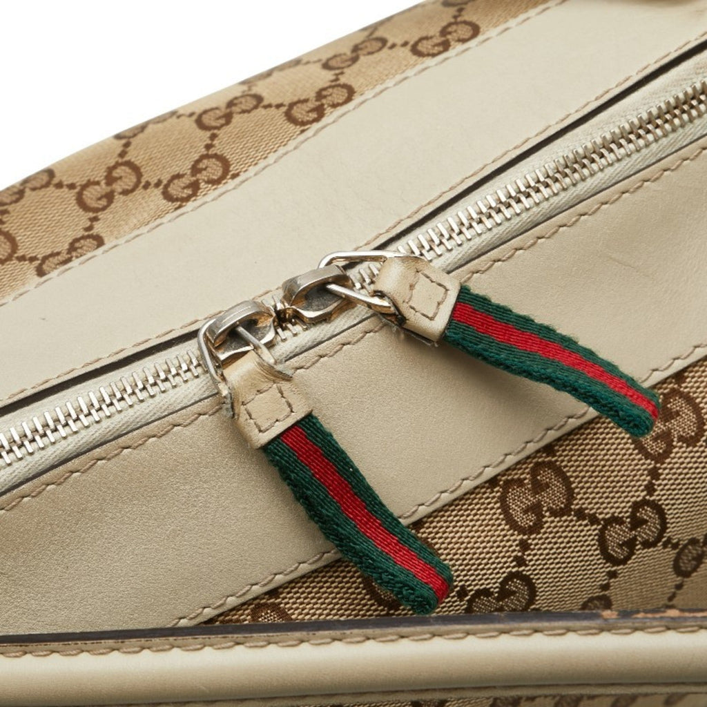 Gucci Gg Canvas Beige Gg Canvas Leather Shoulder Bag Tote Bag (Pre-Owned)