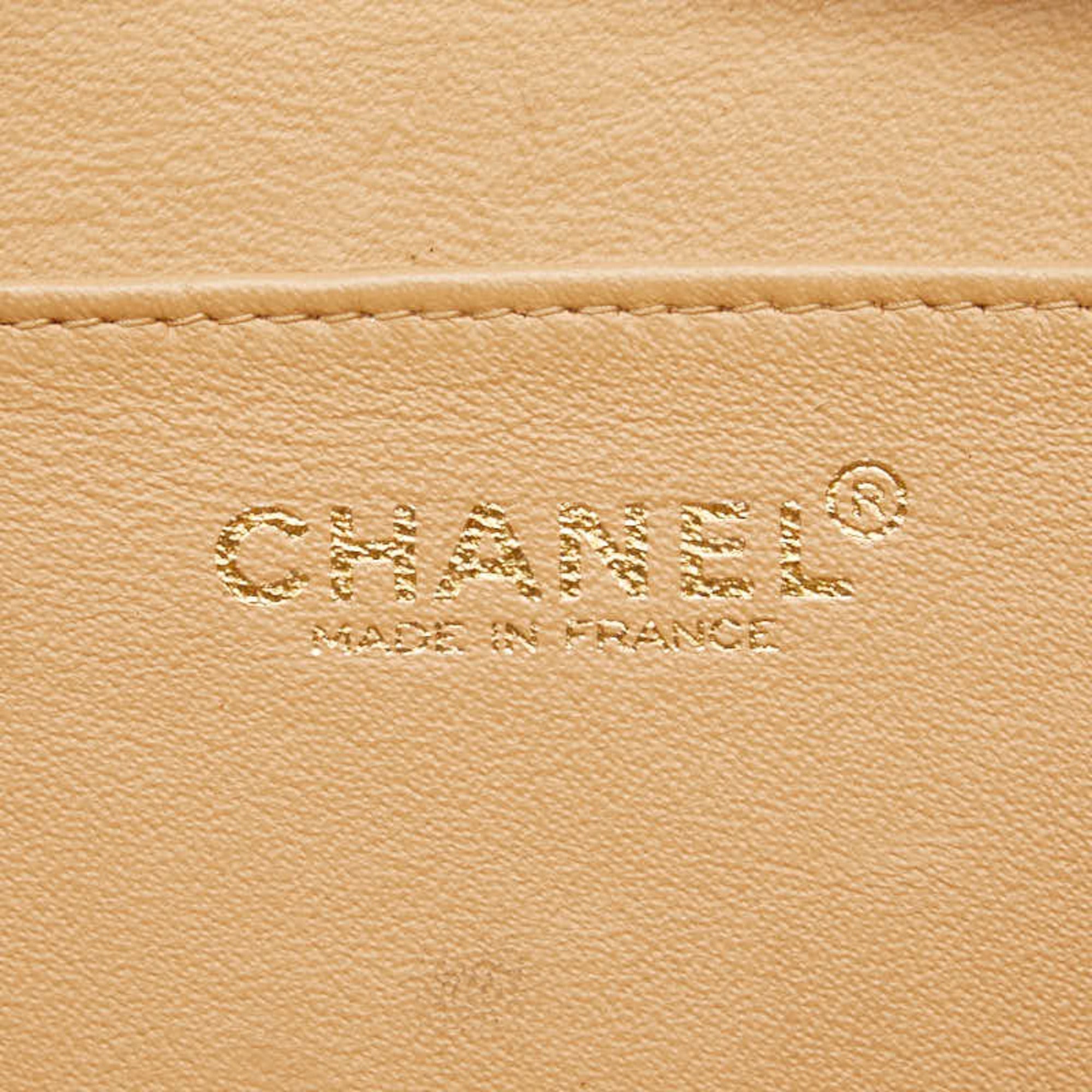Chanel Beige Brown Canvas Leather Handbag (Pre-Owned)