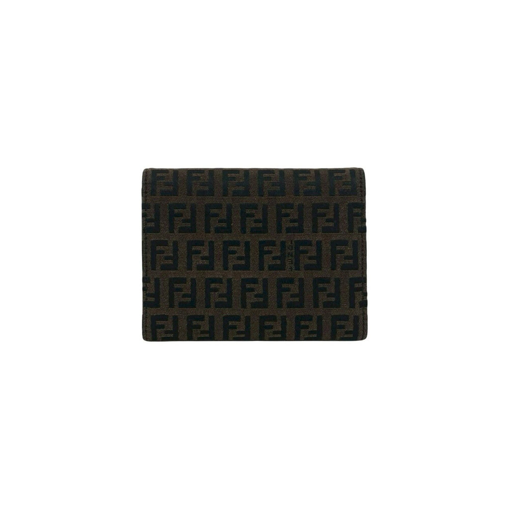 Fendi Black Brown Canvas Leather Wallet (Tri-Fold) (Pre-Owned)