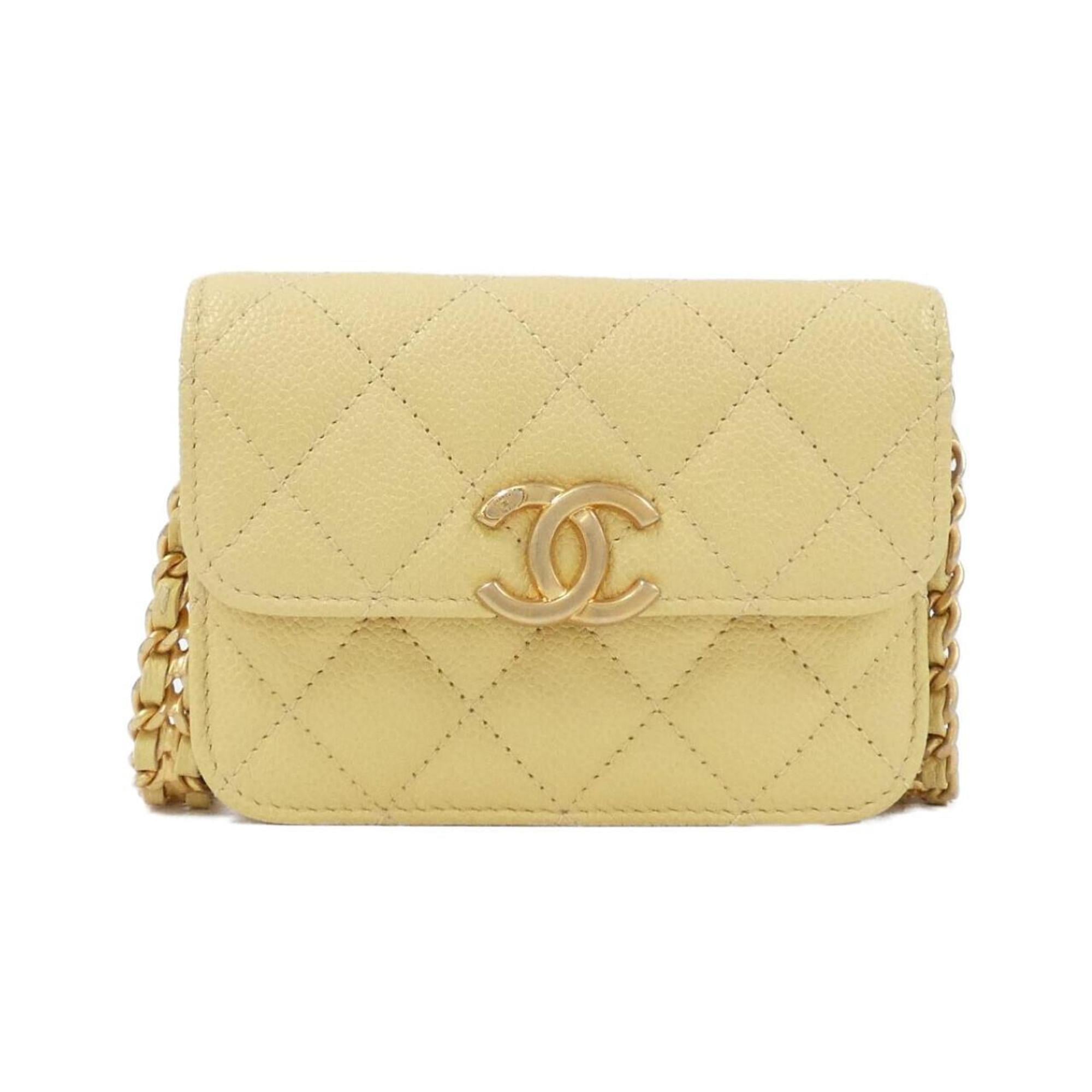 Chanel Yellow Caviar Leather Shoulder Bag (Pre-Owned)