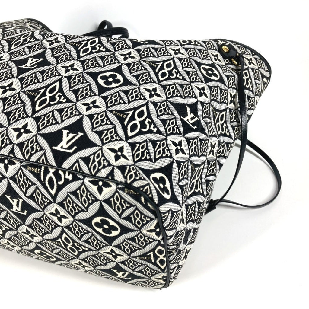 Louis Vuitton Black White Jacquard Leather Shoulder Bag Tote Bag (Pre-Owned)