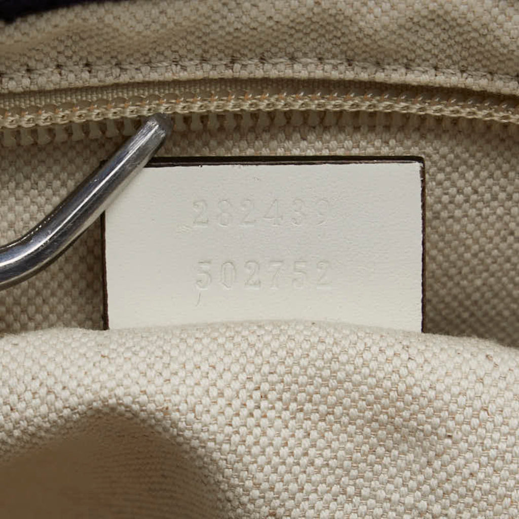 Gucci Multi-Color Navy Canvas Leather Handbag Tote Bag (Pre-Owned)
