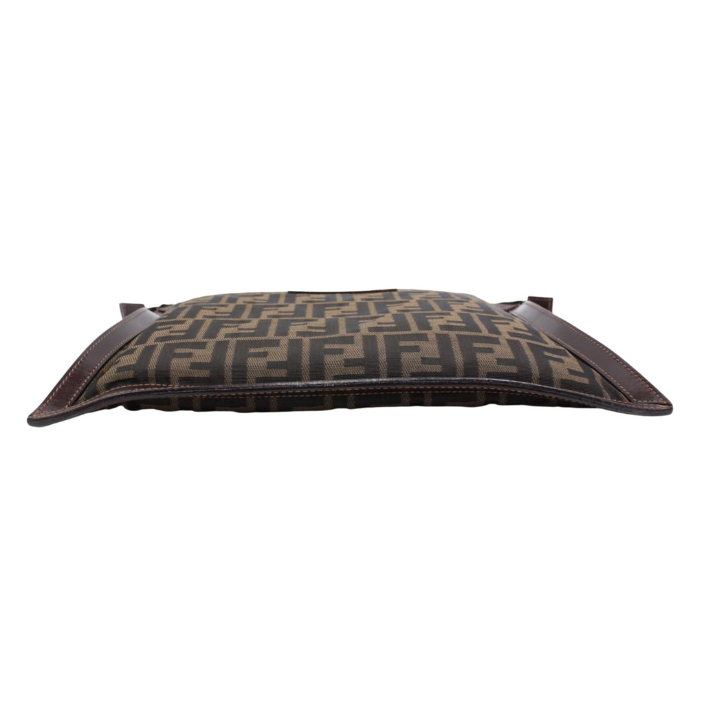 Fendi Brown Canvas Leather Clutch Bag (Pre-Owned)