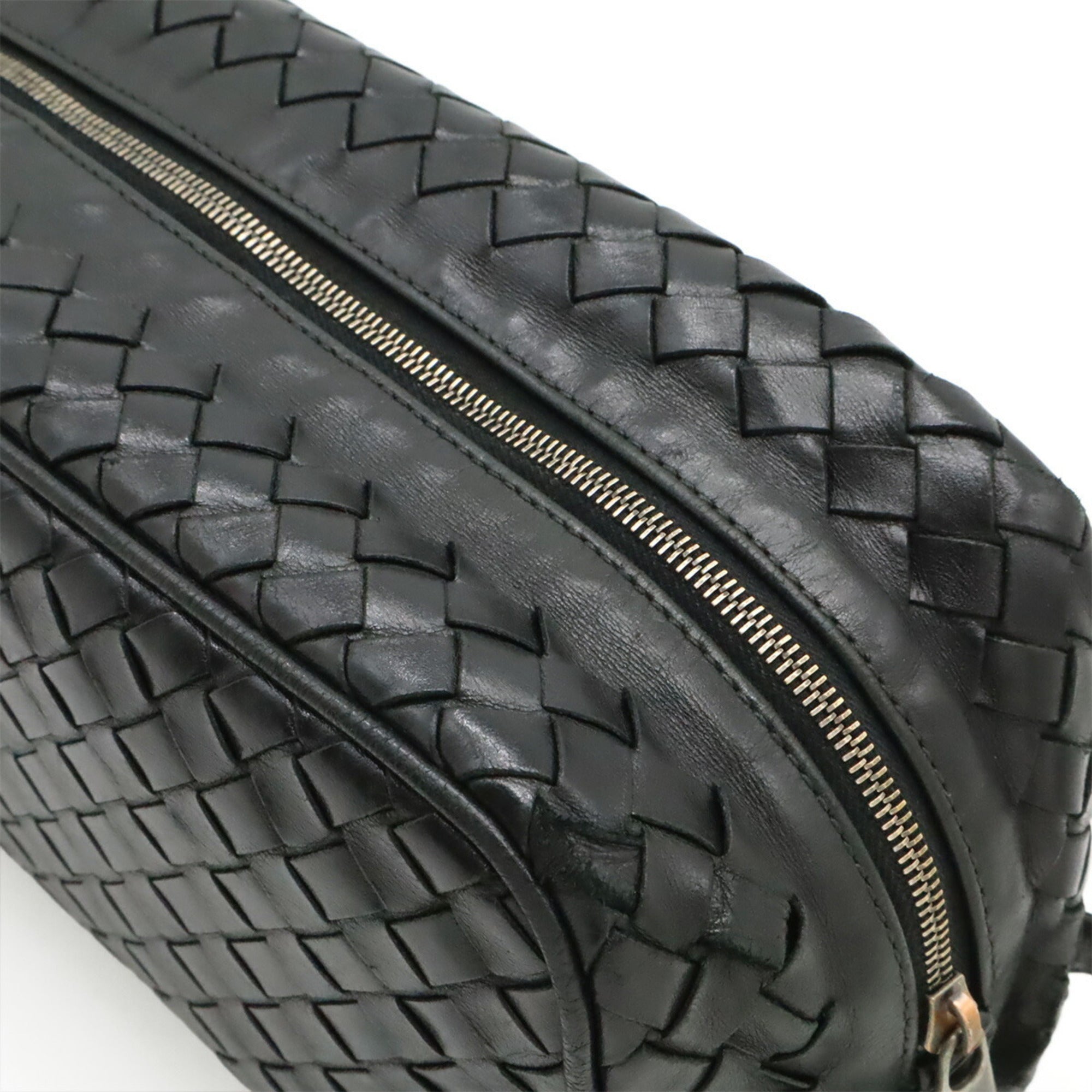 Bottega Veneta Intrecciato Black Leather Clutch Bag (Pre-Owned)
