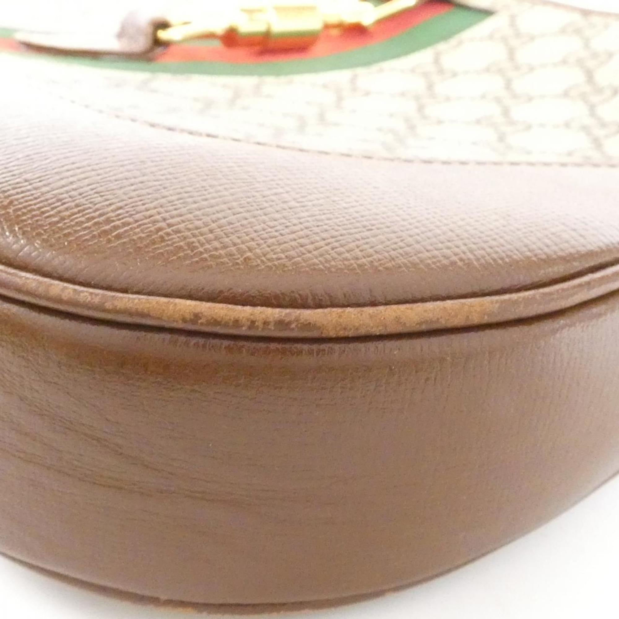 Gucci Beige Brown Gg Supreme Leather Shoulder Bag (Pre-Owned)