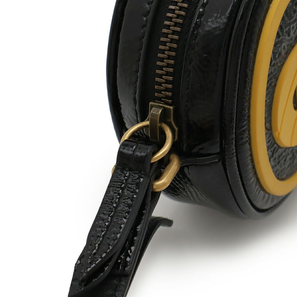 Gucci Black Yellow Patent Leather Rubber Pochette Shoulder Bag (Pre-Owned)