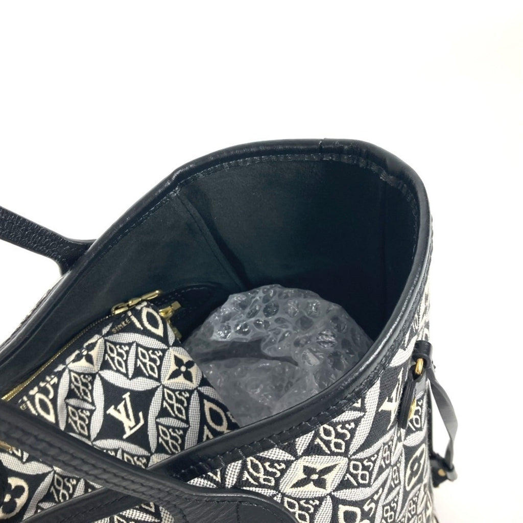 Louis Vuitton Black White Jacquard Leather Shoulder Bag Tote Bag (Pre-Owned)