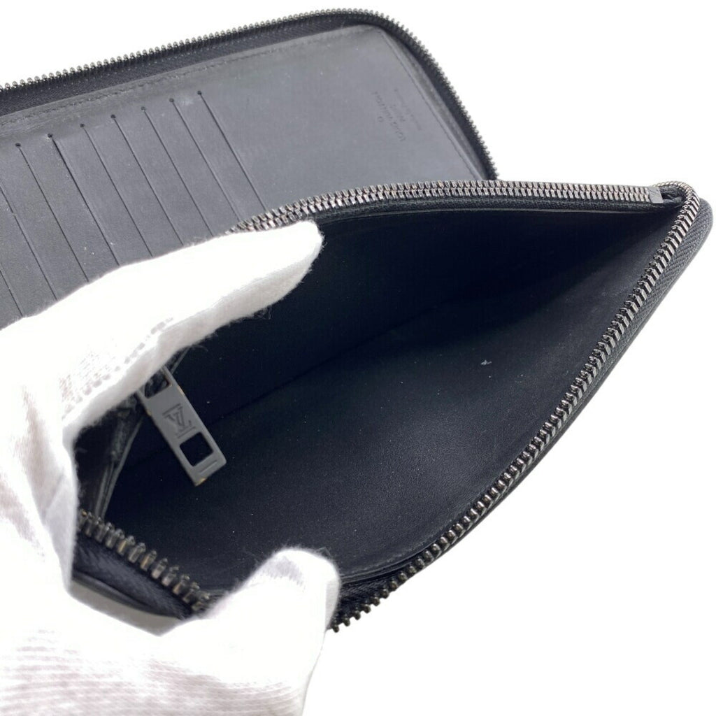 Louis Vuitton Black Leather Long Wallet (Bi-Fold) (Pre-Owned)