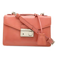 Prada Saffiano Begonia Pink Leather Handbag Pochette Shoulder Bag (Pre-Owned)