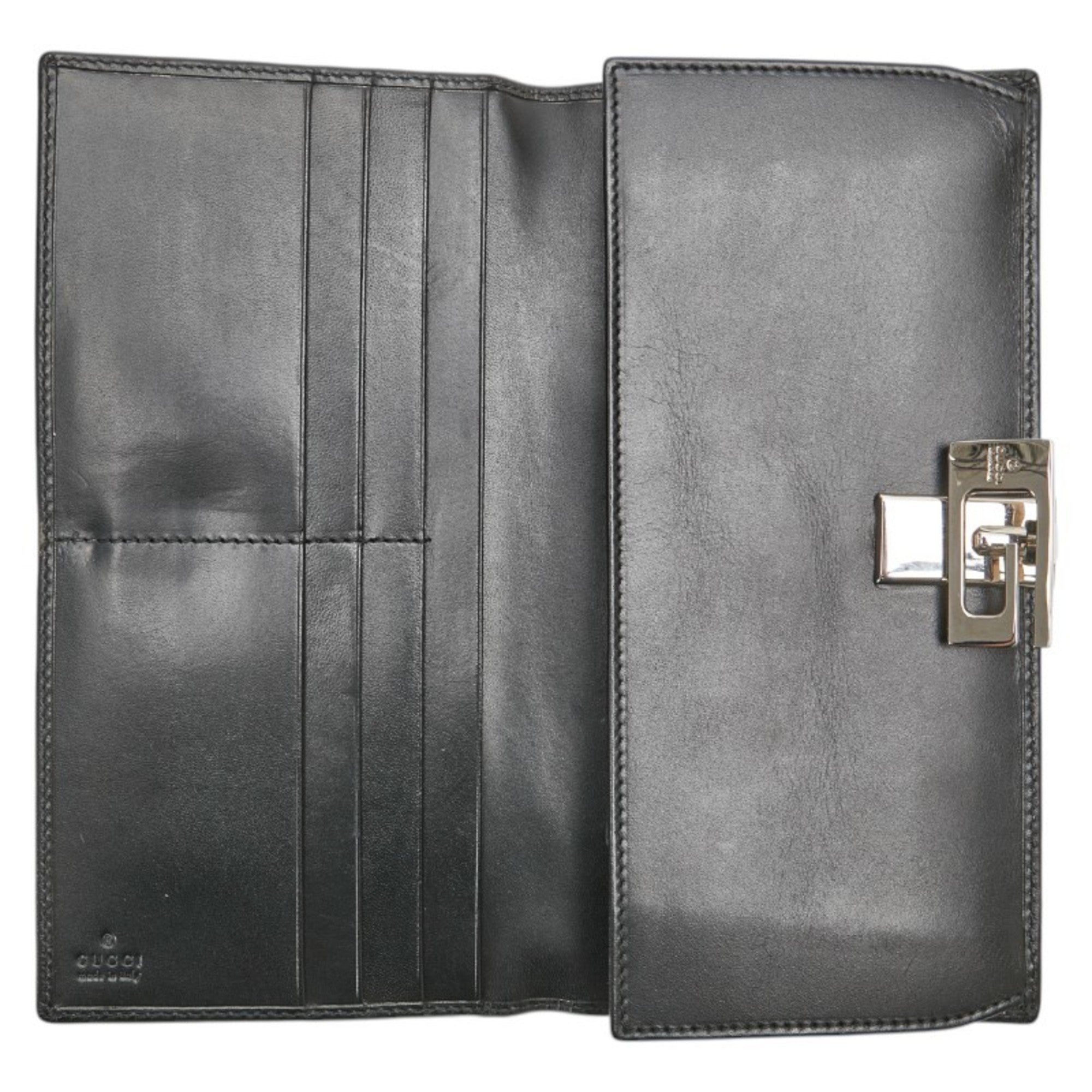 Gucci Black Leather Long Wallet (Bi-Fold) (Pre-Owned)