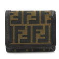 Fendi Zucca Brown Canvas Leather Wallet (Tri-Fold) (Pre-Owned)