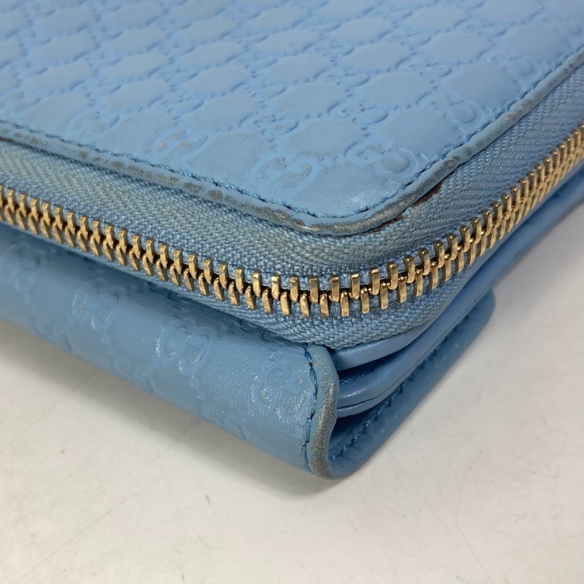 Gucci Blue Leather Long Wallet (Bi-Fold) (Pre-Owned)