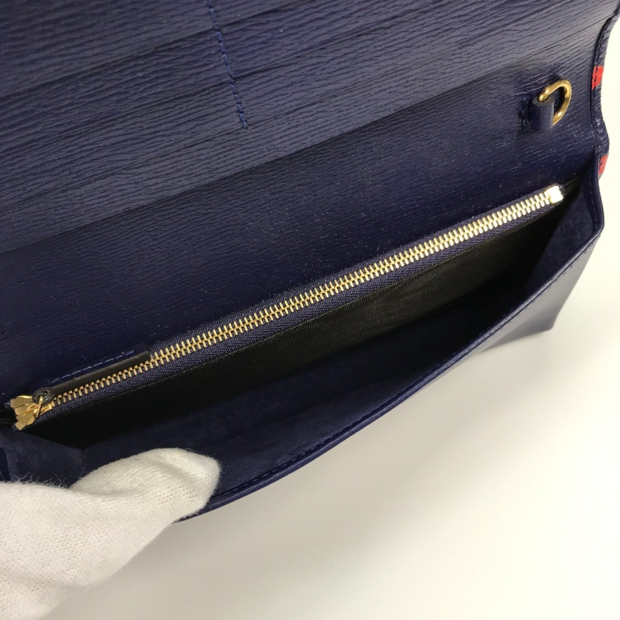 Gucci Navy Leather Long Wallet (Bi-Fold) (Pre-Owned)