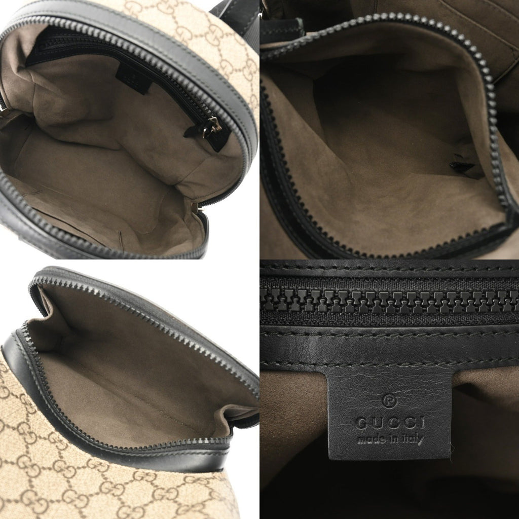 Gucci Beige Gg Supreme Canvas Leather Backpack (Pre-Owned)