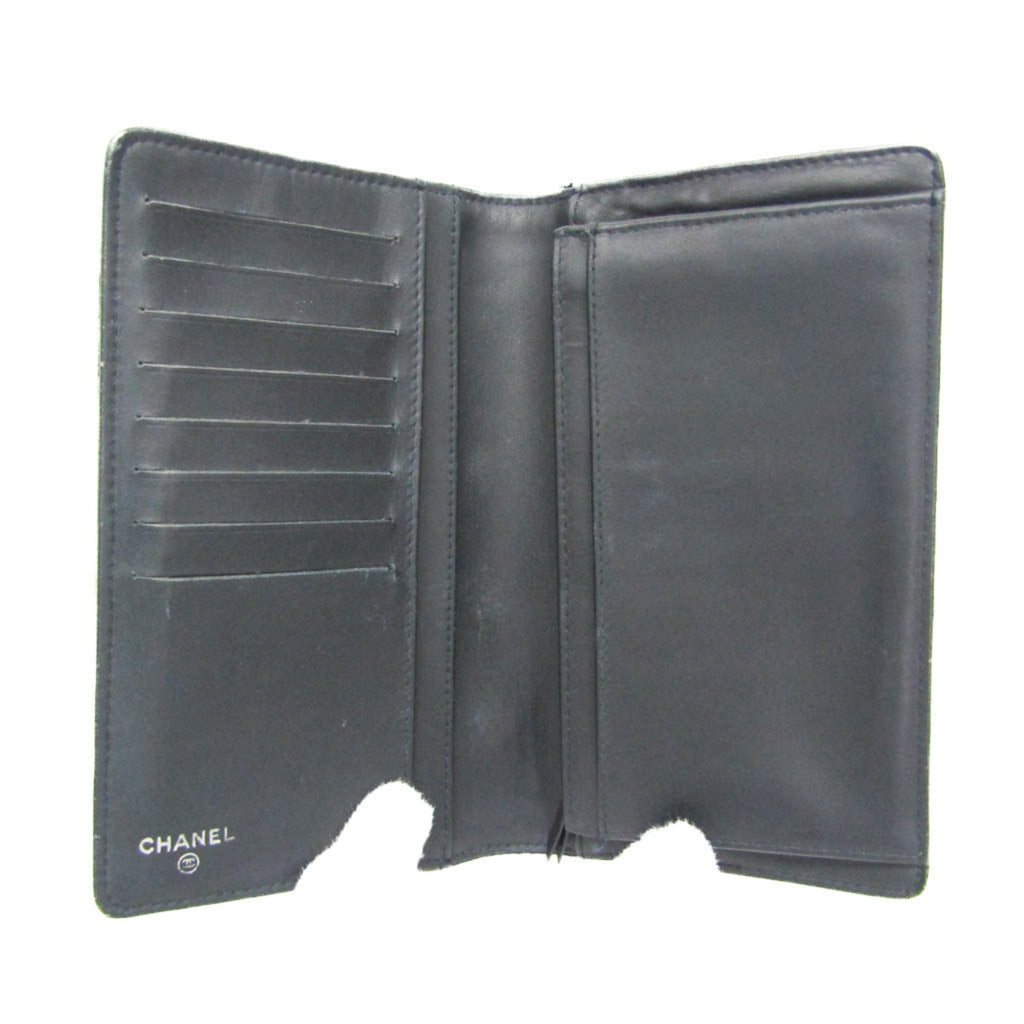 Chanel Boy Chanel Dark Navy Leather Long Wallet (Bi-Fold) (Pre-Owned)