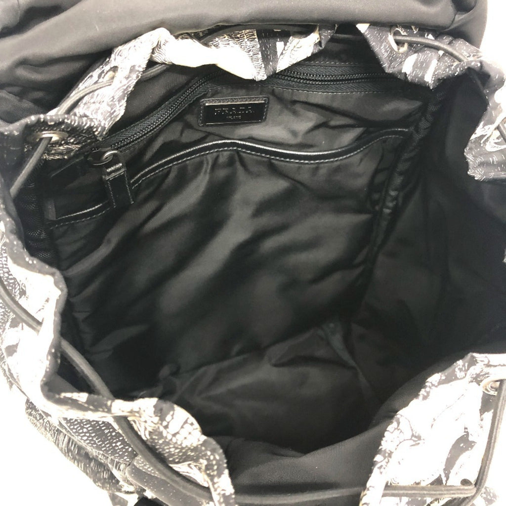 Prada Black White Nylon Backpack (Pre-Owned)