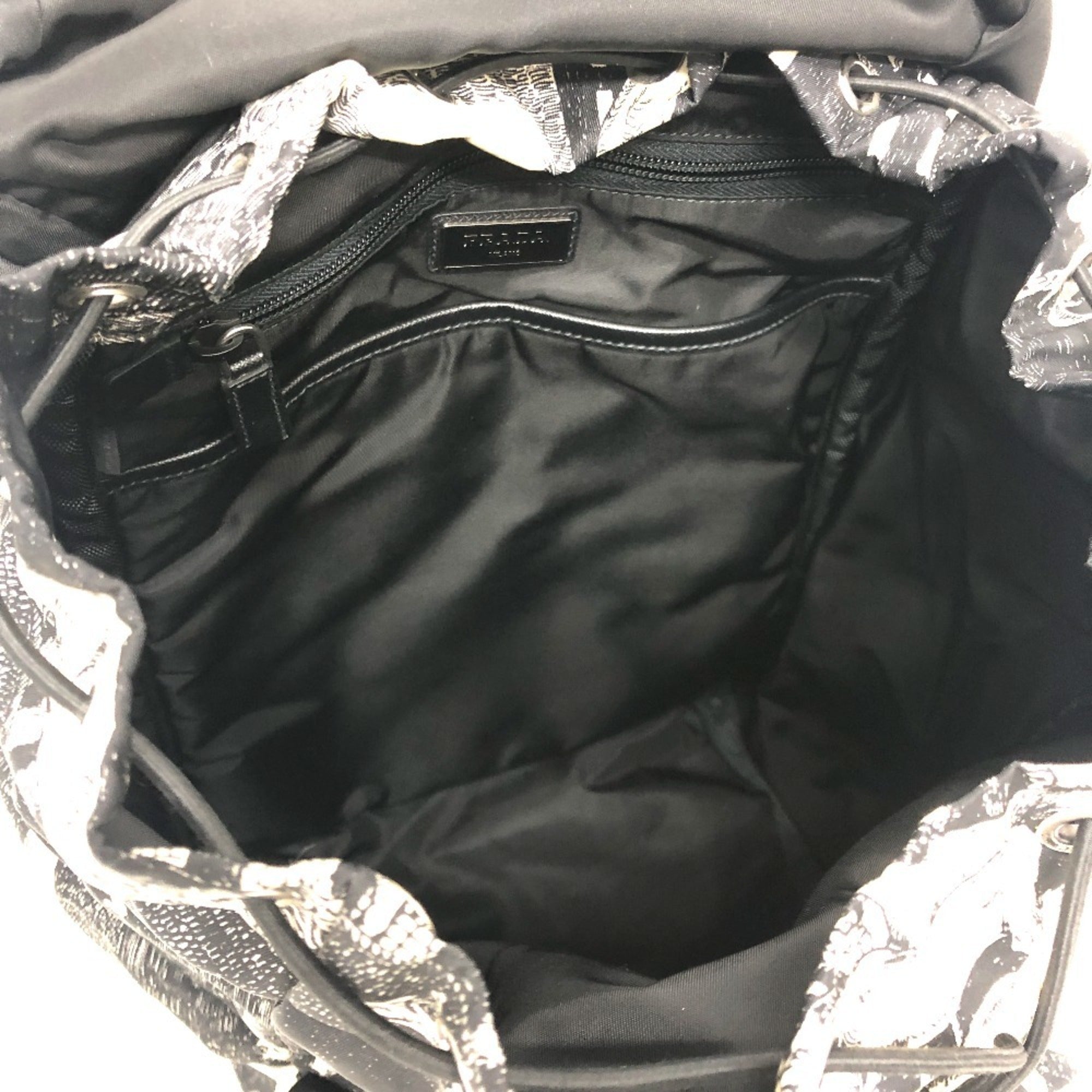 Prada Black White Nylon Backpack (Pre-Owned)