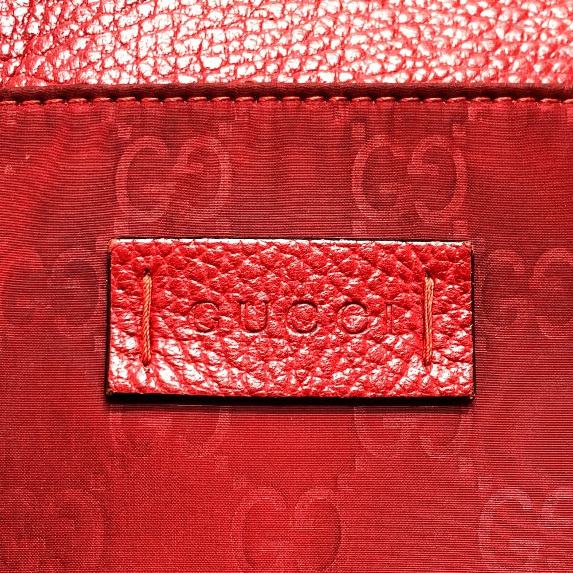 Gucci Red Color Nylon Leather Shoulder Bag (Pre-Owned)