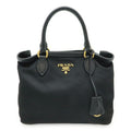 Prada Black Nero Nylon Leather Handbag Tote Bag (Pre-Owned)