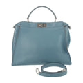 Fendi Peekaboo Blue Leather Handbag Shoulder Bag Tote Bag (Pre-Owned)