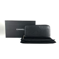 Chanel Black Leather Long Wallet (Bi-Fold) (Pre-Owned)