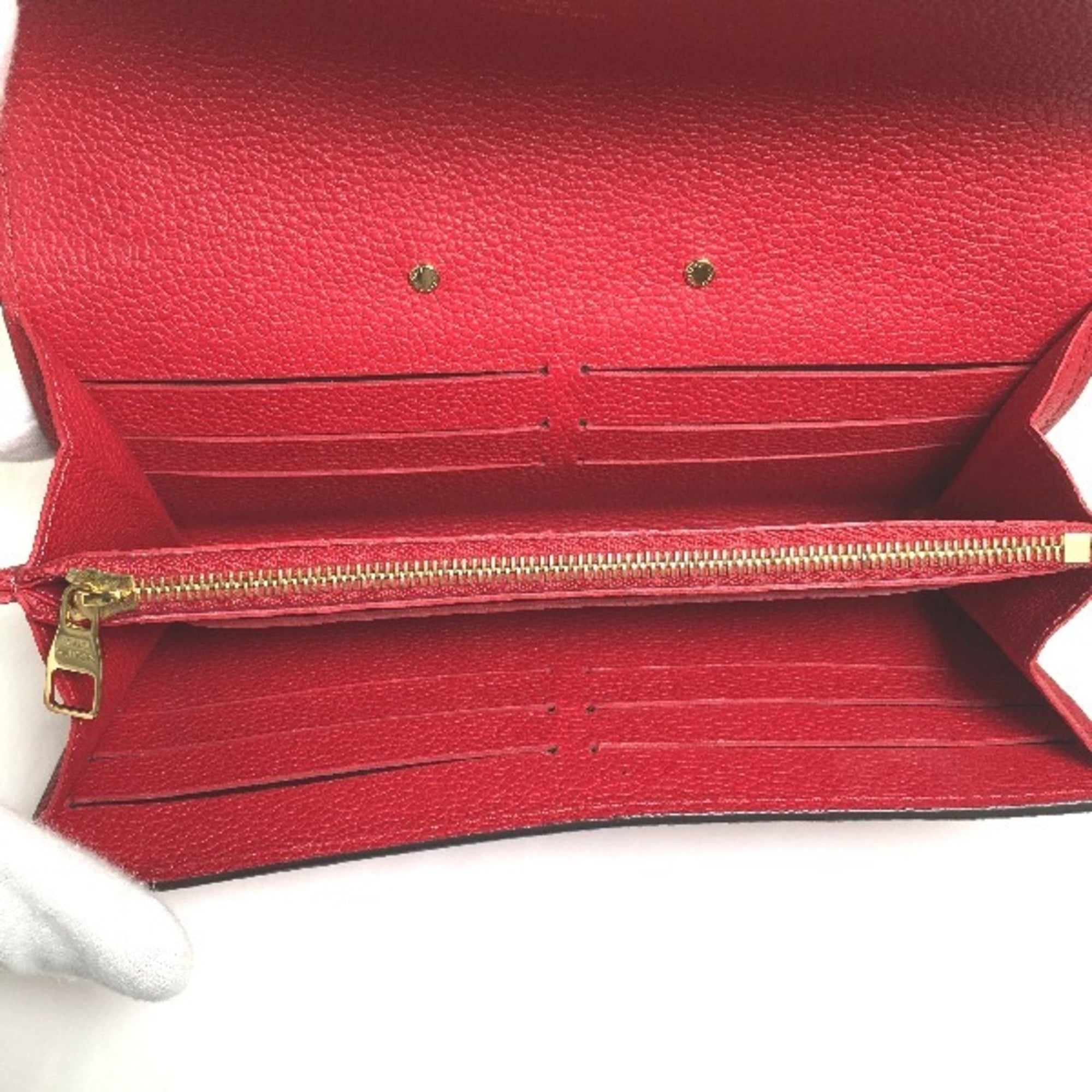 Louis Vuitton Red Color Monogram Long Wallet (Bi-Fold) (Pre-Owned)