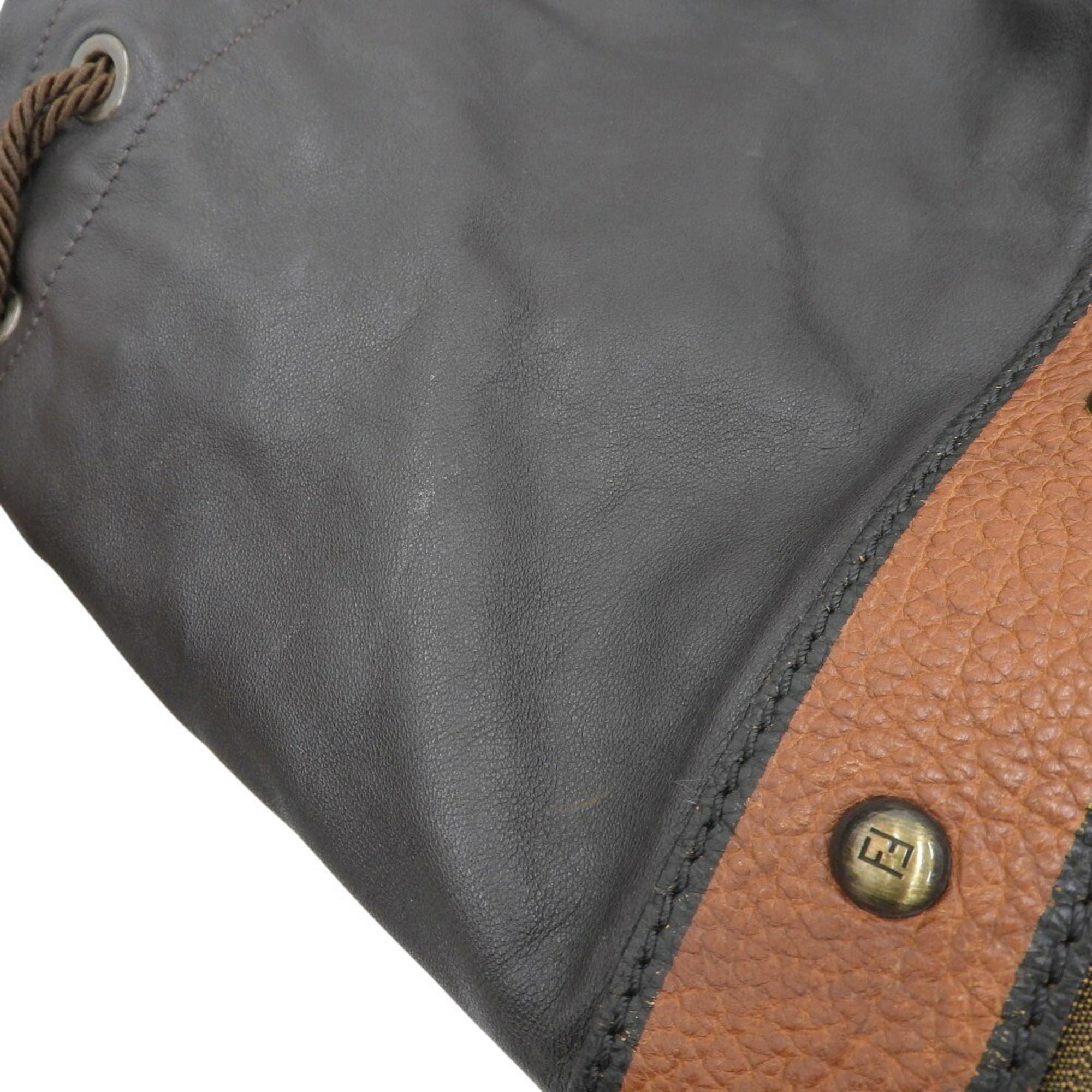 Fendi Zucca Brown Zucca Leather Shoulder Bag (Pre-Owned)