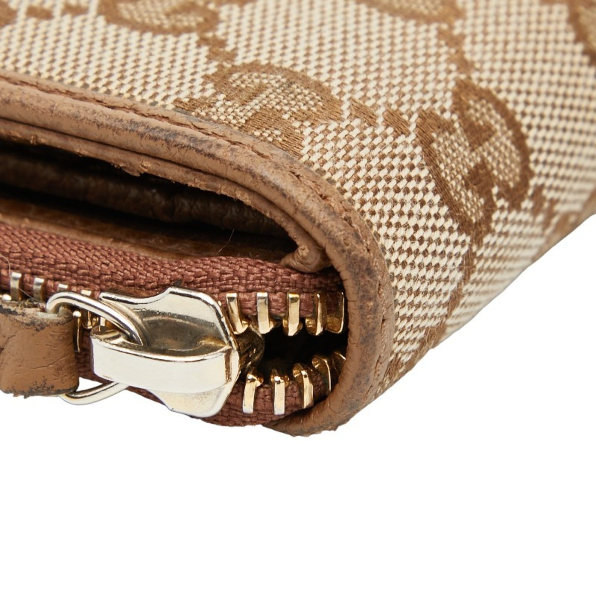 Gucci Beige Brown Canvas Leather Wallet (Bi-Fold) (Pre-Owned)