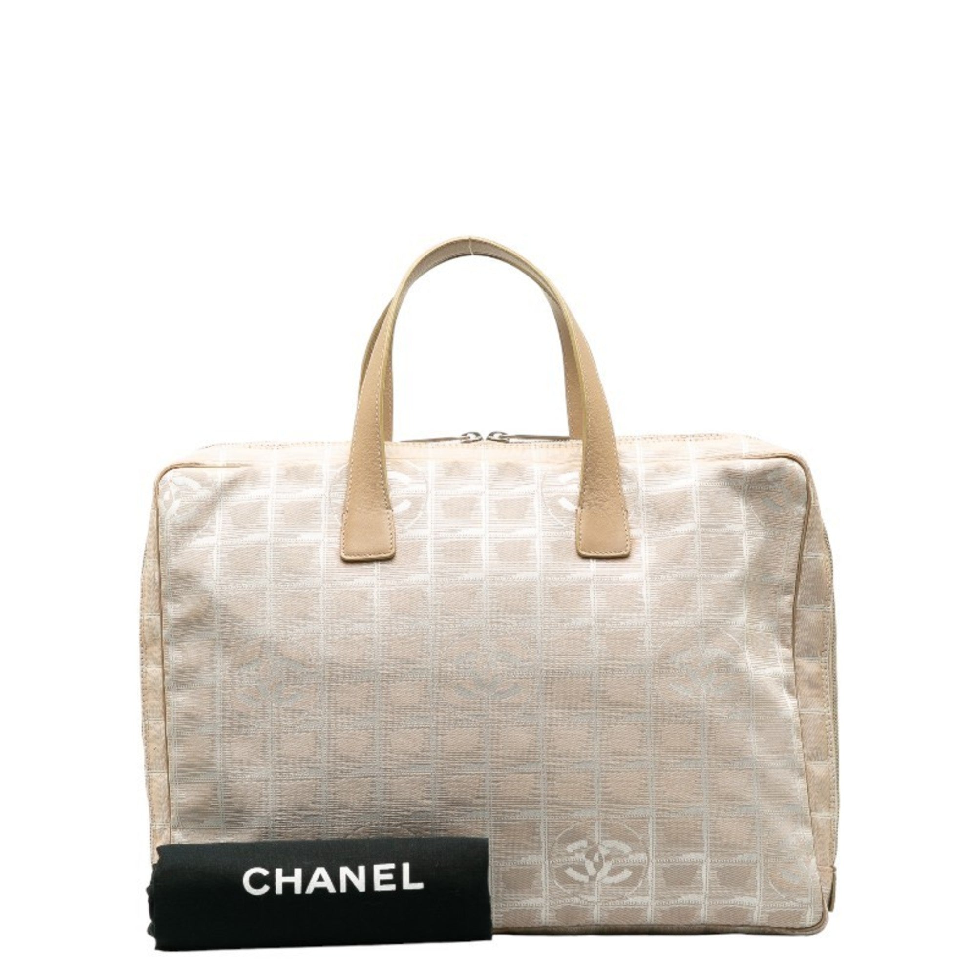 Chanel Beige Canvas Leather Briefcase Handbag (Pre-Owned)