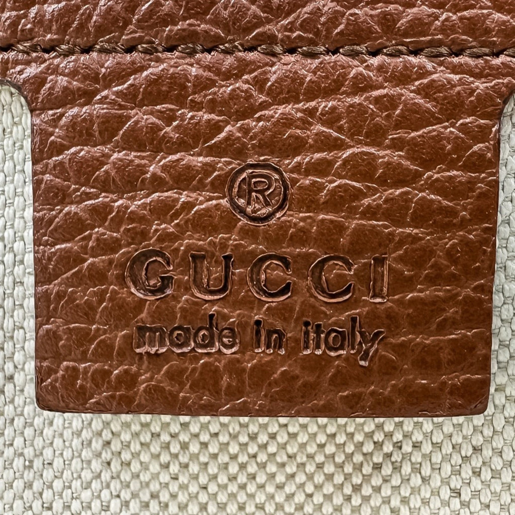 Gucci Brown Dark Blue Denim Leather Tote Bag (Pre-Owned)