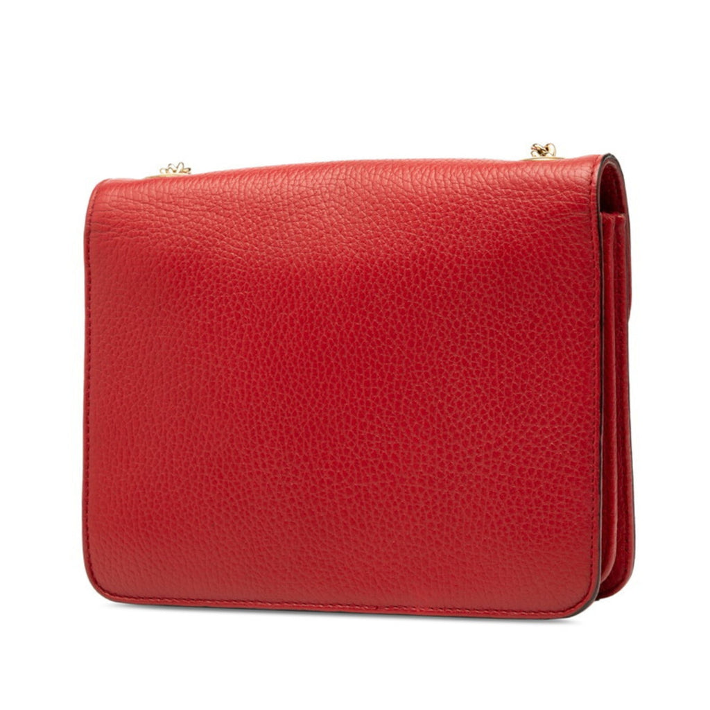 Gucci Red Color Leather Shoulder Bag (Pre-Owned)