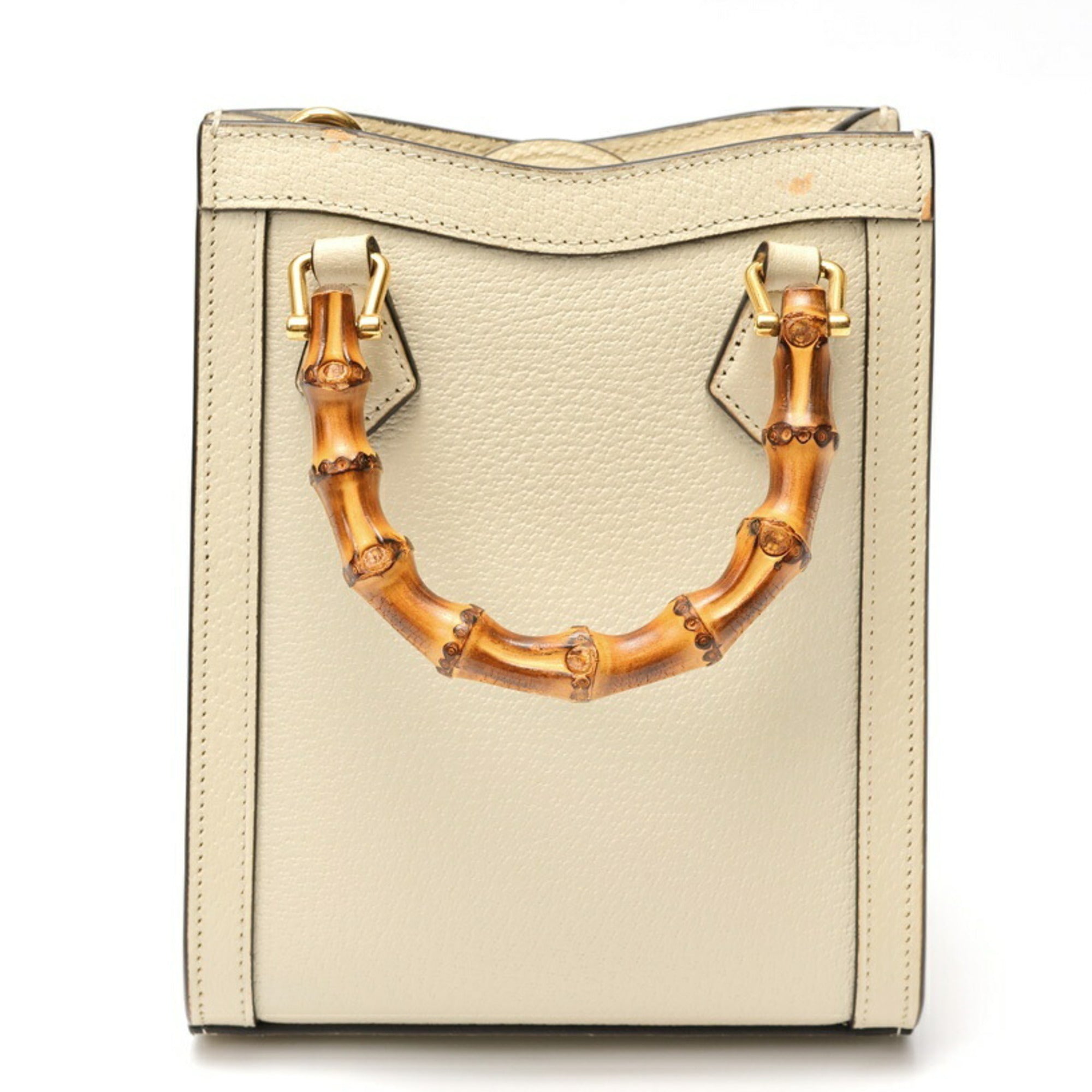 Gucci White Leather Shoulder Bag Tote Bag (Pre-Owned)