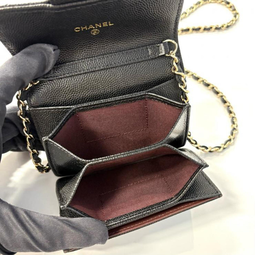 Chanel Black Grained Calfskin Pochette (Pre-Owned)