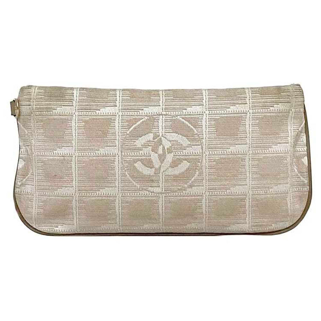 Chanel New Travel Line Beige Nylon Leather Pouch (Pre-Owned)