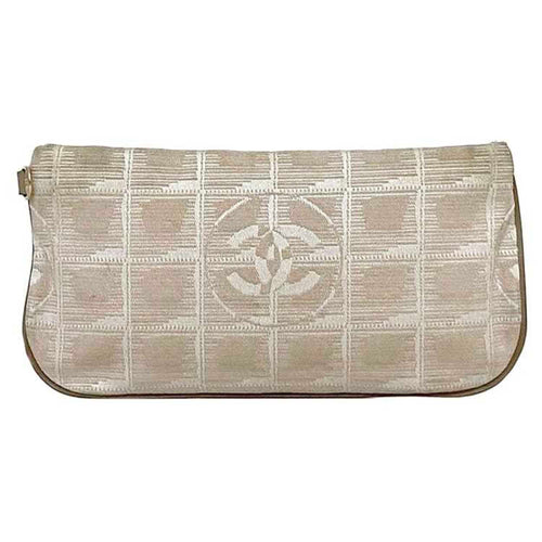 Chanel New Travel Line Beige Nylon Leather Pouch (Pre-Owned)
