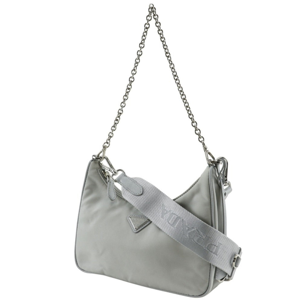 Prada Gray Nylon Shoulder Bag (Pre-Owned)