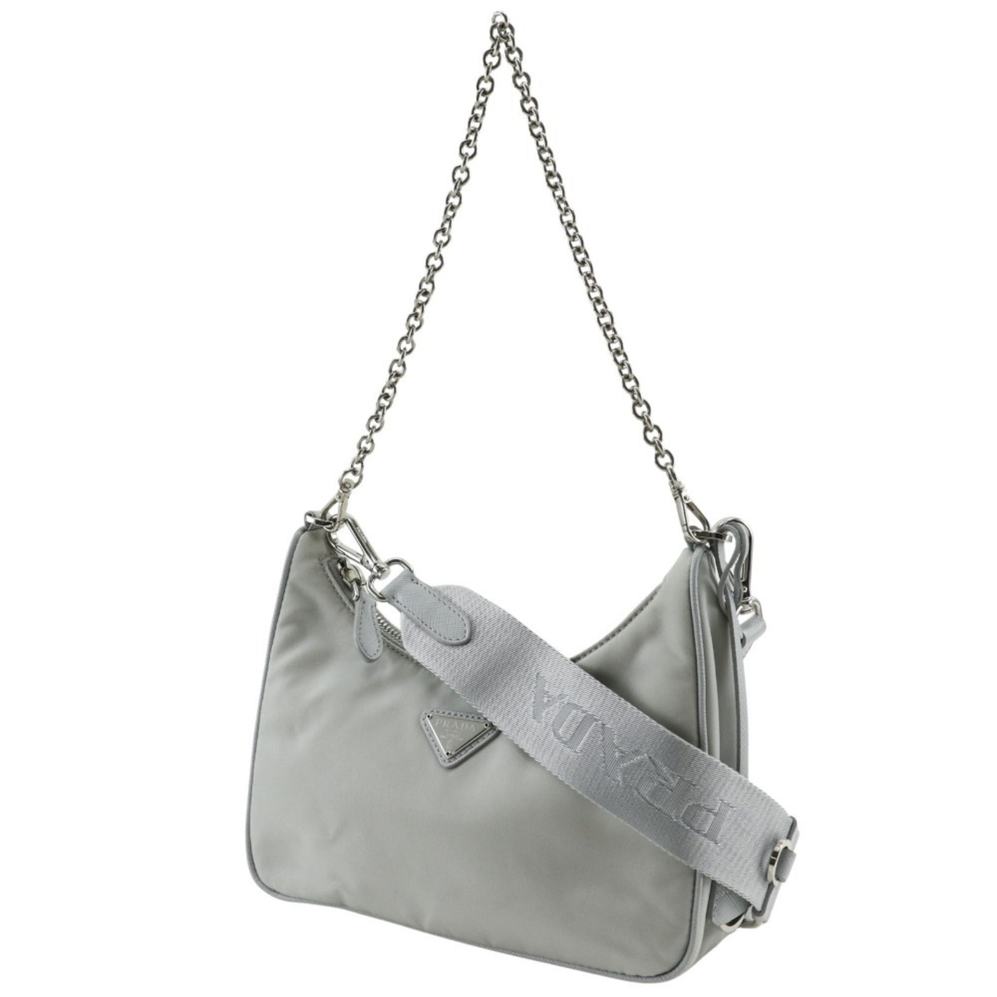 Prada Gray Nylon Shoulder Bag (Pre-Owned)
