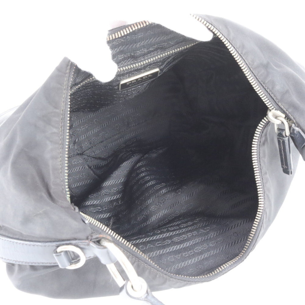 Prada Black Nylon Leather Shoulder Bag Tote Bag (Pre-Owned)