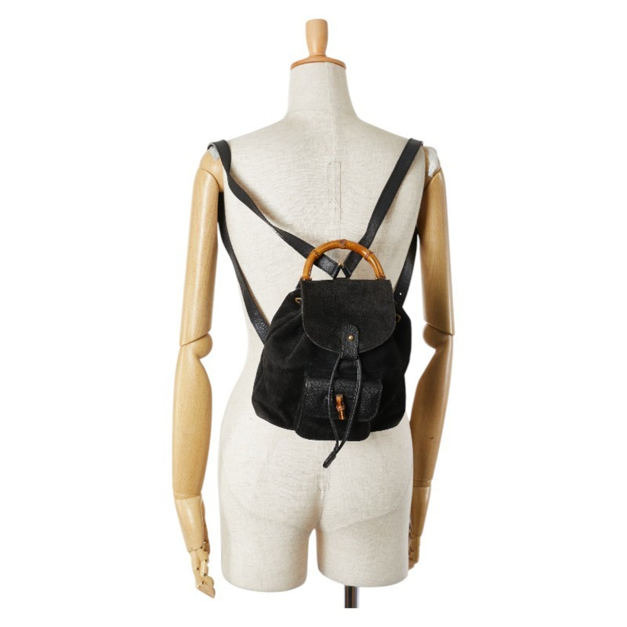 Gucci Black Leather Suede Backpack (Pre-Owned)