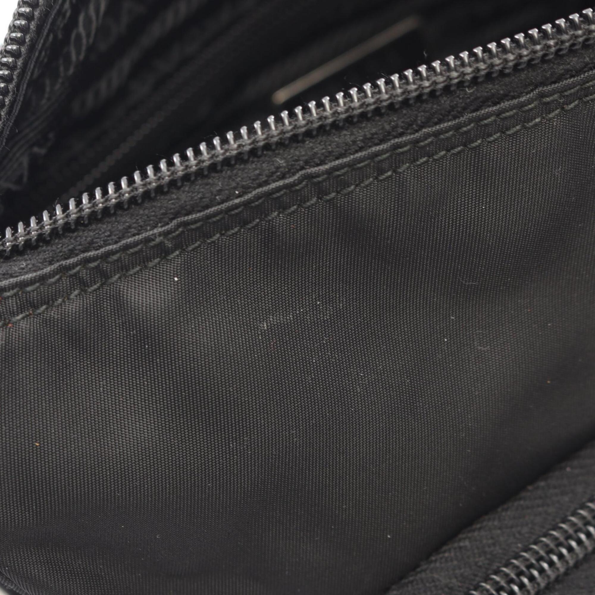 Prada Black Nylon Leather Handbag Shoulder Bag (Pre-Owned)