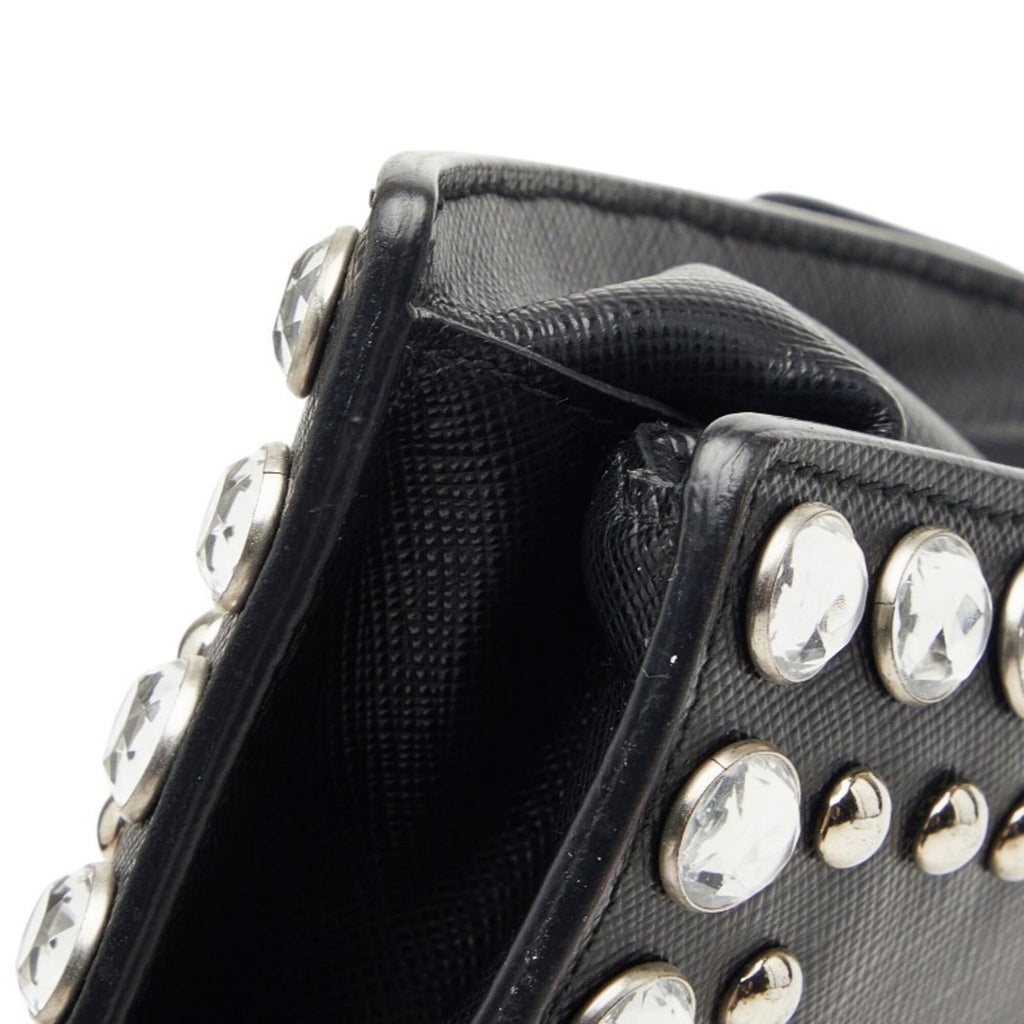 Prada Black Leather Handbag Shoulder Bag (Pre-Owned)