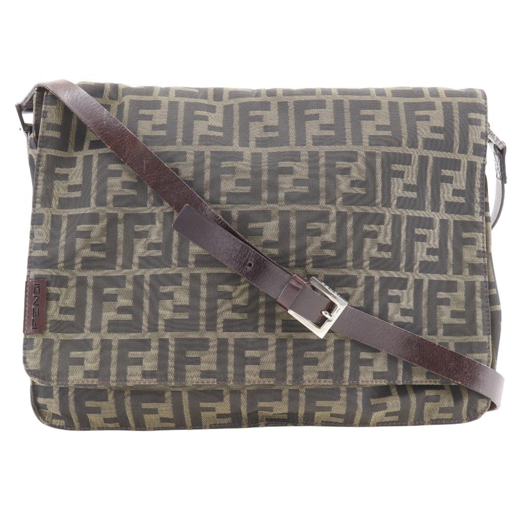 Fendi Brown Nylon Canvas Shoulder Bag (Pre-Owned)